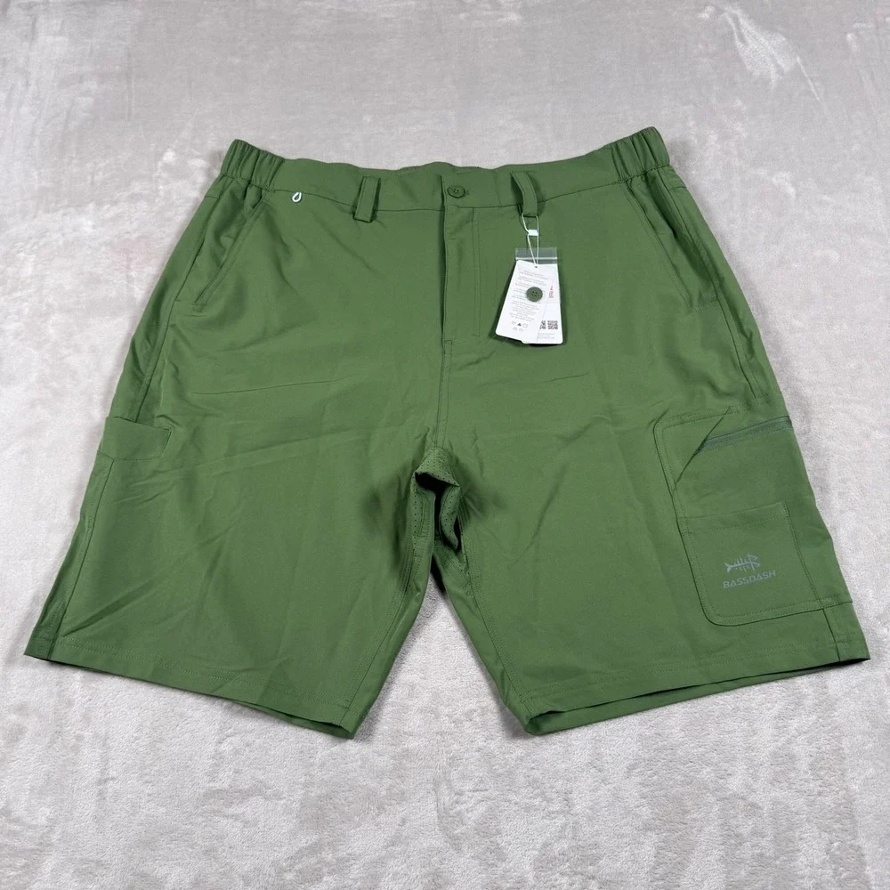 Bassdash Fishing Shorts Mens 2XL Green UPF 50+ Cargo Utility BG1019 Outdoors New